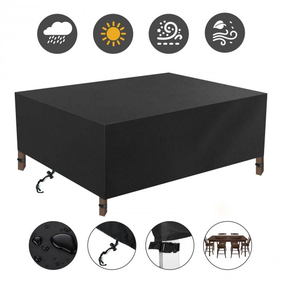 280x180x90cm Garden Furniture Covers Waterproof Anti-UV 600D Oxford Fabric Rectangular Windproof Protector