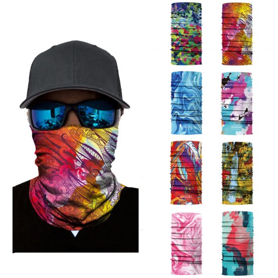 3D Digital Oil Painting Style Summer UV Protection Face Mask Anti Air Pollution Face Scarf Reusable Neck Scarf for Sport Outdoor Fishing Cycling