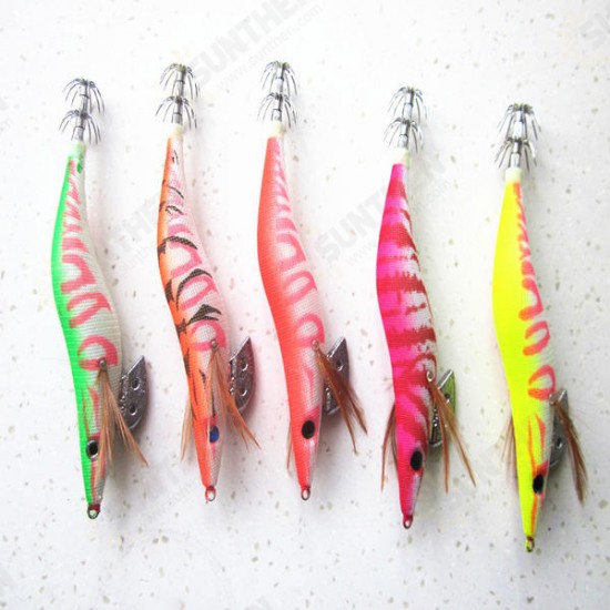 5 pcs 13.5cm20g Wood Shrimp Squid Lures Bait Bass Hooks