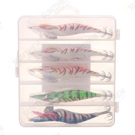 5 pcs 13.5cm20g Wood Shrimp Squid Lures Bait Bass Hooks