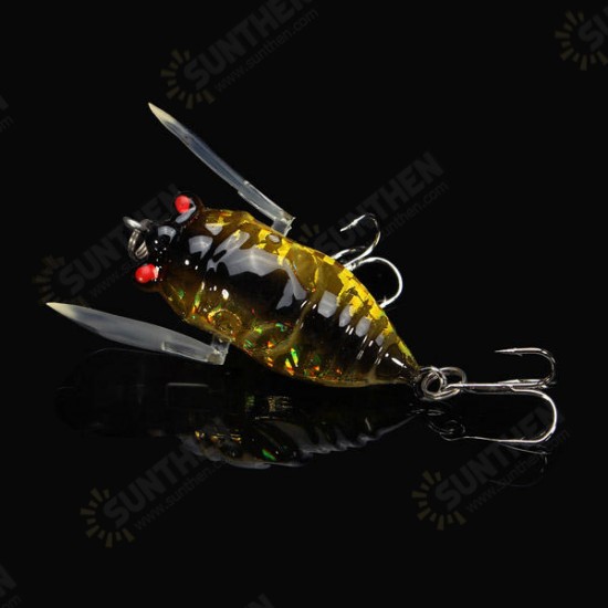 Cicada 6g Perch Insect Lure Bait Fishing Lifelike Bait with Hooks