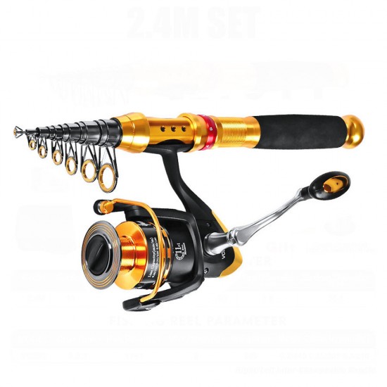 1.8M/2.1M/2.5M/2.7M Carbon Fibre Long-Range Fishing Rod + Fishing Reel + Fishing Line + Fishing Bag + Bait Box Fishing Tackle Set Fishing Rod Reel Combo