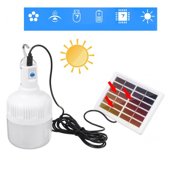 80W Waterproof USB Charging Solar Charging Camping Light Solar Light Fishing Lamp Hooking Lighting