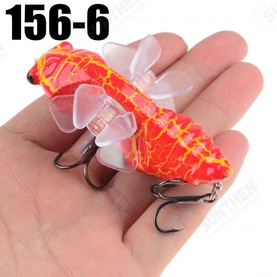 1PSC 7.5cm Artificial Bait Fishing Lure Insect Rotating Wings Swimbait Fishing Hook