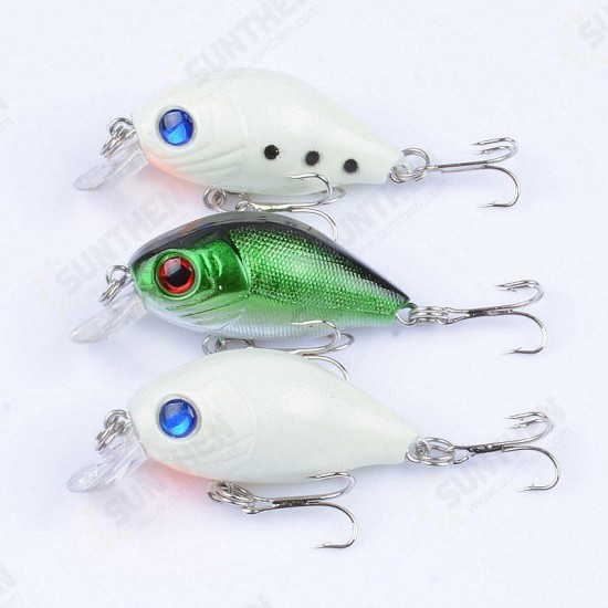 3PCS 5cm 7g Fishing Hard Baits Rock Fishing Lures Noctilucent Artificial Crankbaits 3D Eyes