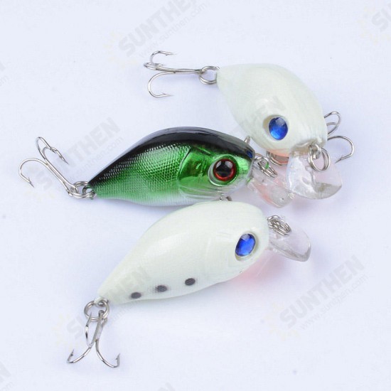 3PCS 5cm 7g Fishing Hard Baits Rock Fishing Lures Noctilucent Artificial Crankbaits 3D Eyes