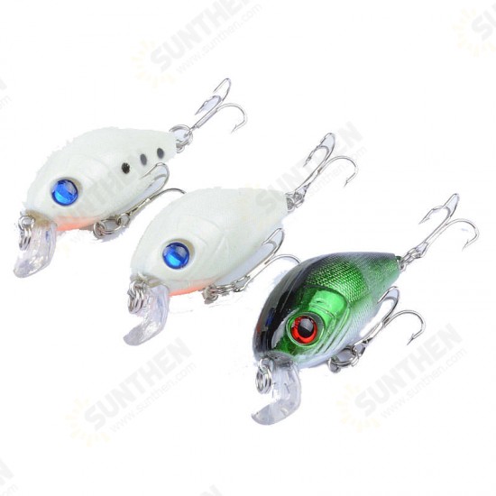 3PCS 5cm 7g Fishing Hard Baits Rock Fishing Lures Noctilucent Artificial Crankbaits 3D Eyes