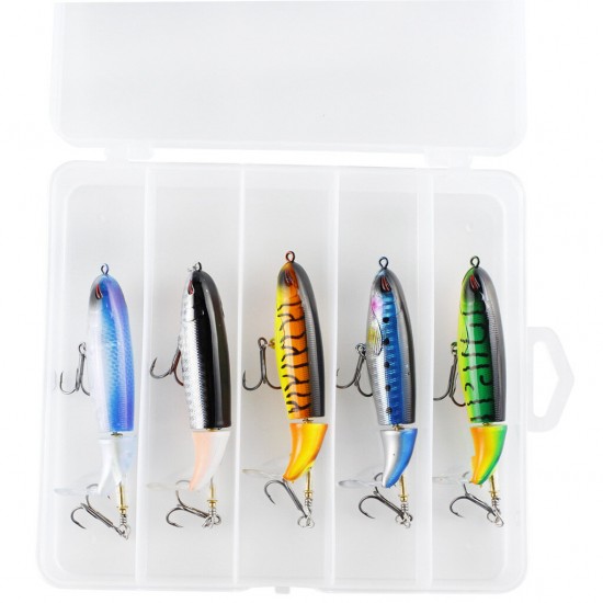 5PCS 13G Floating Pencil Fishing Lures Hard Shell Plastic Fish Simulation Lures With 2 Hooks Fishing Tools