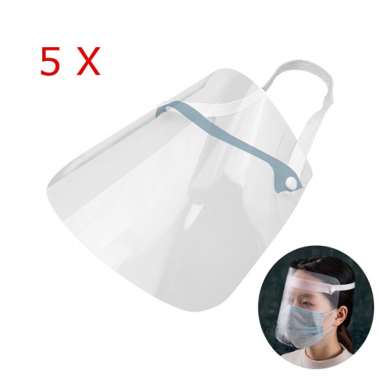 5PCS Adjustable Transparent Anti Splash Dust-proof Protect Full Face Covering Safety Mask Visor Shield