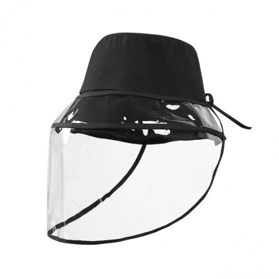 Detachable Fisherman Bucket Hat Transparent Protective Mask Hat Anti-Fog Saliva Fishing Hiking