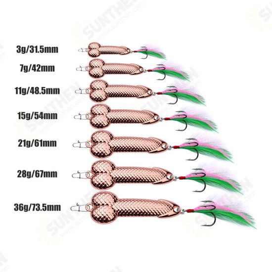 1pc 7g 15g 28g 36g DD Metal Spinner Spoon Lure Fishing Lure with Feather Hook Sea Fishing