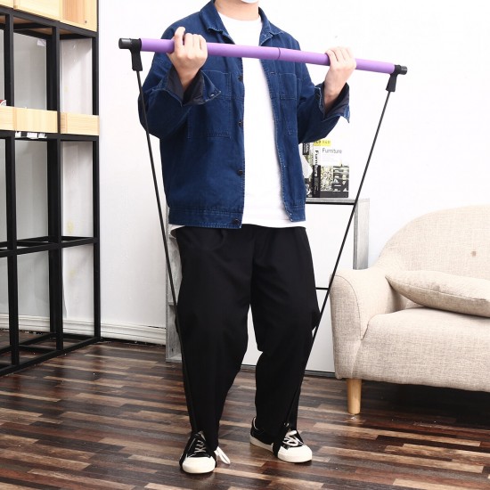 Portable Pilates Bar Kit + Resistance Band Adjustable Exercise Stick Toning Home Gym Workout Equipment