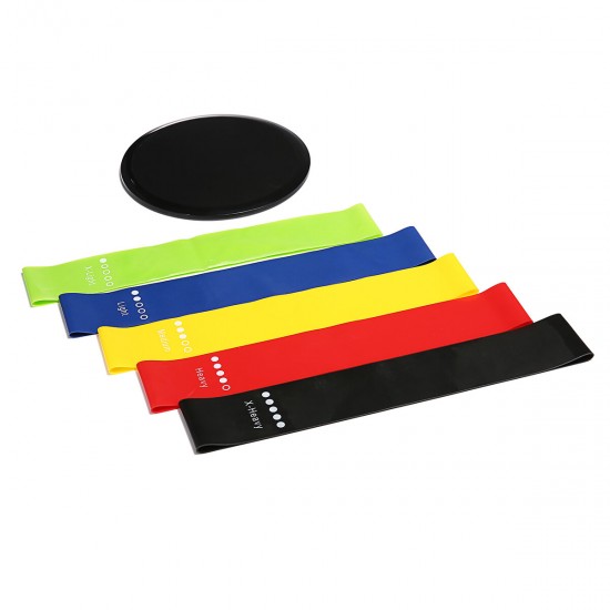 Resistance Bands Set 5 Pcs 2-30lbs Exercise Bands with 2 Core Sliders for Fitness Yoga Pilates