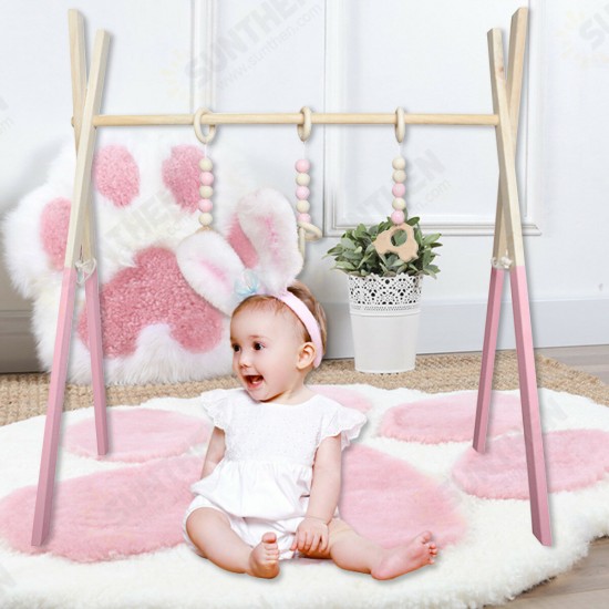 Wood Baby Stand Play Toy Nursery Fun Hanging Toys Mobile Wood Rack Activity Gym