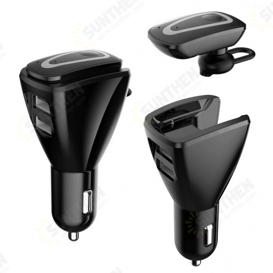 C2 Bluetooth Car Kit Handsfree Stereo Headset Dual USB In-ear Earbud Earphone