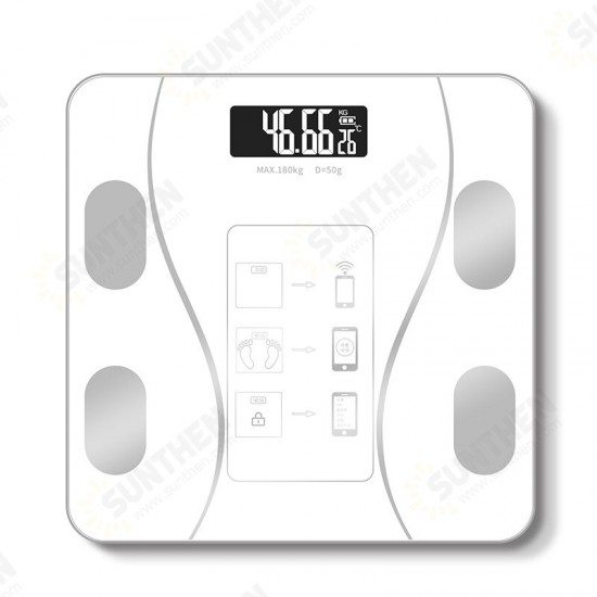 Smart Wireless Body Fat Scale USB+Solar Charing BMI Scales Digital Scale For Body Weight With APP Analyzer