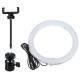 10 inch Portable Stepless Adjustable LED Ring Full Light Makeup Mirror Light Photography Lighting Selfie Ring Lamp with Phone Holder