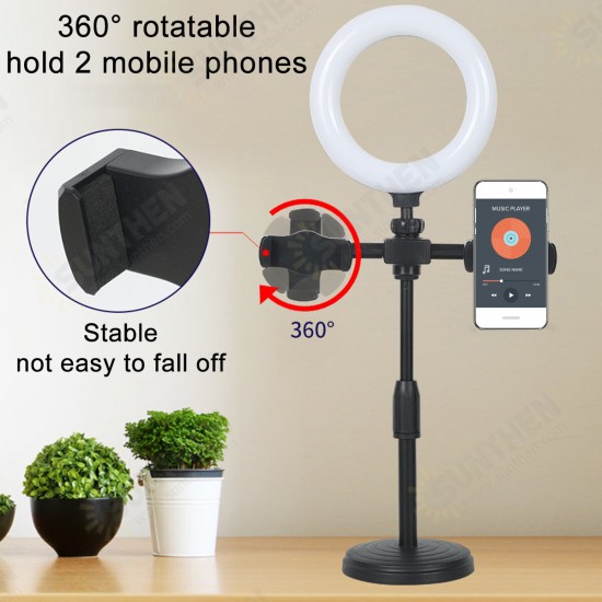 9/16 cm 3 Modes of Color Temperature Ring Fill Light with Dual Mobile Phone Holder YouTube Tiktok Vlog Makeup Live Broadcast Stand for POCO X3 F3