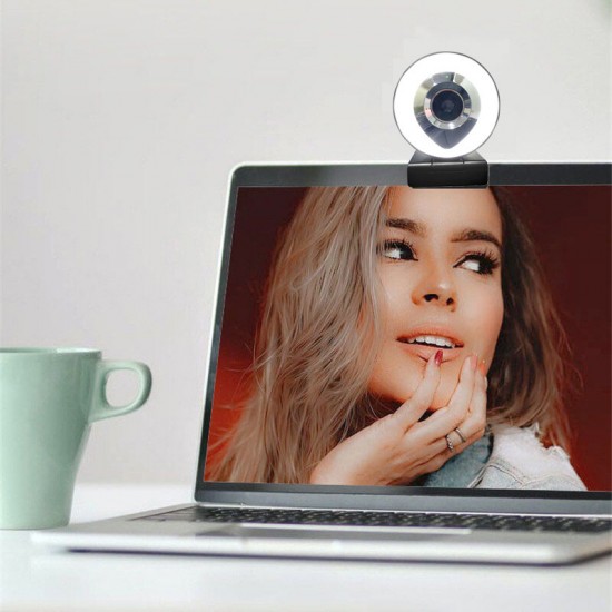 1080P HD USB2.0 Webcam Conference Live Auto Focus Fill-In Light Beauty Computer Camera Built-in Noise Reduction Mic