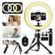 10inch Photography LED Ring Light Tripod Stand Holder Bluetooth Remote USB Plug Adjustable Dimmable Makeup Fill Light For Live Stream Selfie Video