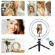 10inch Photography LED Ring Light Tripod Stand Holder Bluetooth Remote USB Plug Adjustable Dimmable Makeup Fill Light For Live Stream Selfie Video