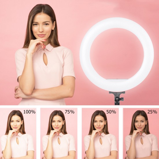 Controllable Portable 2.1m 14 inch Ring Light LED Makeup Ring Lamp USB Selfie Ring Lamp Phone Holder Tripod Stand Photography Lighting