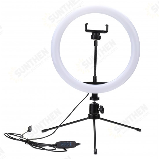 10 inch 3 Color Modes 10 Brightness Levels USB Video Light with 360 Degree Rotation Head Tripod for Tik Tok Youtube Live Streaming