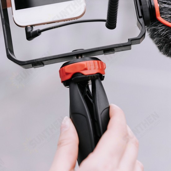 PC203/PC204 Dual Handheld Video Cage Rig Stabilizer Kit Support Recording with Microphone Tripod Phone Adjustable Video Stabilizer Grip Tripod Mount