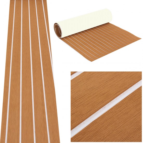 Brown and White Striped EVA Imitation Foam Teak Luxury for Boat Deck Rrailer Cork Plastic Wood Flooring with Adhesive Backing