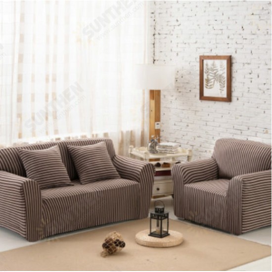 Cotton Striped Sofa Chair Covers Stretch Tight Wrap Slip-resistant Elastic Couch Protector Slipcover