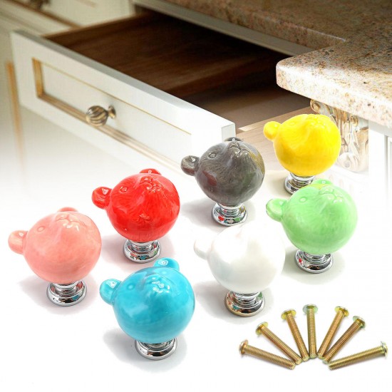 7Pcs Animal Ceramic Furniture Knobs Drawer Cabinet Cupboard Door Pull Handle Set