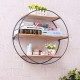 Round Wall Unit Retro Industrial Style Wood Metal Wall Rack Book Shelf Storage Home Decoration