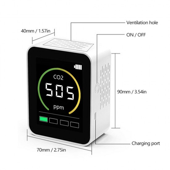 CO2 Detector 400~5000ppm CO2 Detection Scope Intelligent Home Desktop Indoor Outdoor Quick Detect Air Quality Monitor Multipurpose Detection Tool