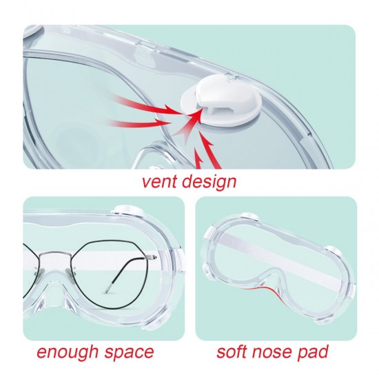 FDA CE Safety Goggles Anti Fog Dust Protective Goggles Splash-proof Glasses Lens Lab Work Eye Protection