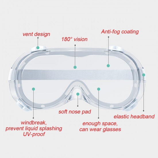 FDA CE Safety Goggles Anti Fog Dust Protective Goggles Splash-proof Glasses Lens Lab Work Eye Protection