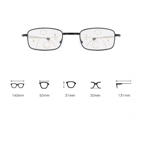 Fashion Blue-light-proof High-end Antenna Folding Presbyopic Intelligent Discoloration Multi-focus Metal Presbyopic Glasses for Men And Women Reading Glasses