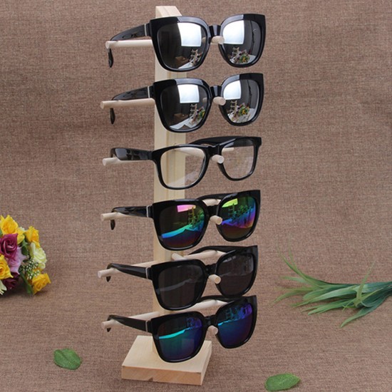 Natural Wood Wooden Sunglasses Eyeglasseses Display Rack Stand Holder Organizer 3/4/5/6 Layers