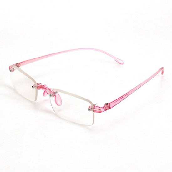 Pink Rimless Light Presbyopic Reading Glasses Fatigue Relieve Strength 1.0 1.5 2.0 2.5 3.0