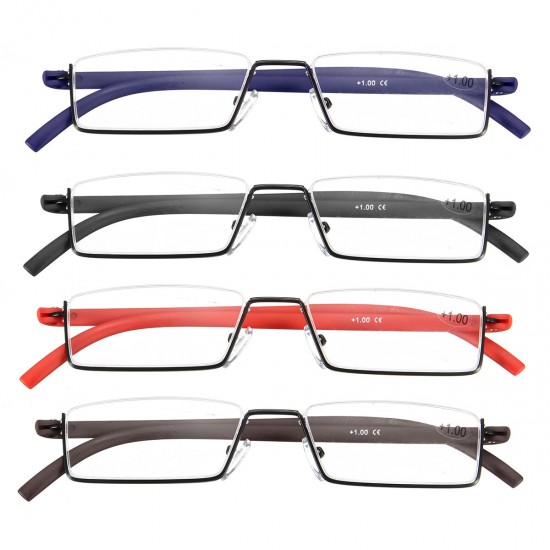 TR90 Flexible Colorful Reading Glasses Half Rim Presbyopic Glasses With Case