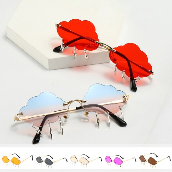 Women Metal Sunglasses Cloud Shape PC Lens Rimless Shades UV400 Accessory