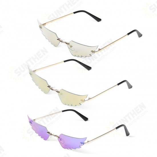 Women Rimless Sunglasses Sun Glasses Eyewear Frameless w/ Storage Case