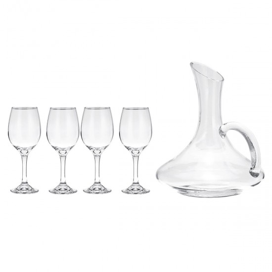 1700ML Crystal Glass Decanter and 4 Cups Elegant Pourer Carafe Lead-Free Table Aerator Carafe