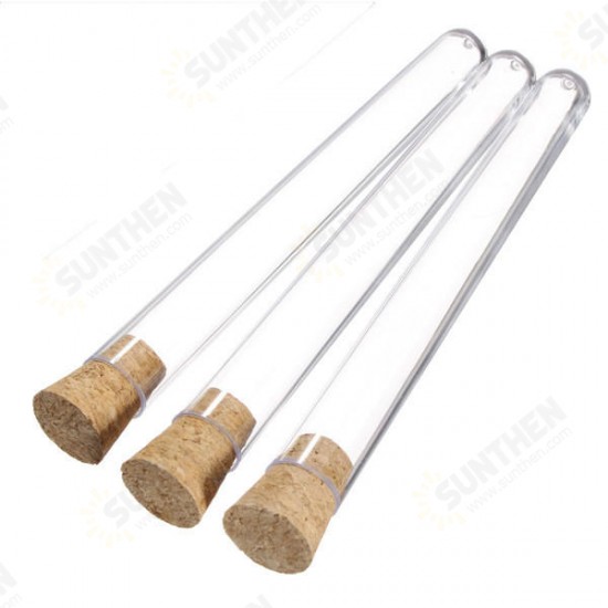 50Pcs 16x150mm 20ml Plastic Test Tube With Stopper Lab Supplies