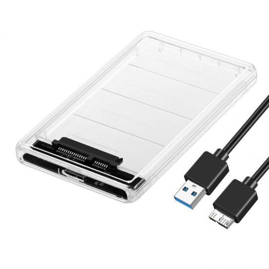 2.5 inch Hard Disk Box Transparent SATA SSD/HDD to USB3.0 Solid State Drives Enclosures Up to 2TB