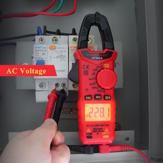 HT200A High Accuracy Mini Digital AC DC Clamp Meter Voltage Current Measurement Amper Clamp Meter