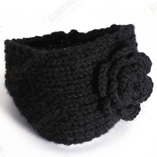 Flower Hand Knit Crochet Head Wrap Ear Warmer Headbrand Headwear