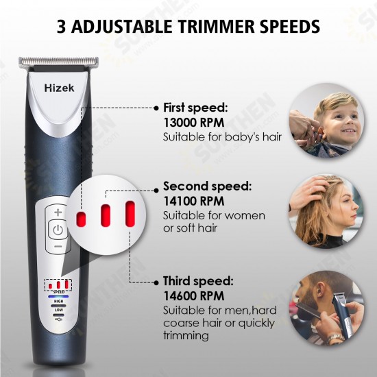 A96 Hair Clipper Waterproof Cordless Men's Trimmer with 3 Adjustable Speeds 4 Replacement Head Professional Haircut Kit