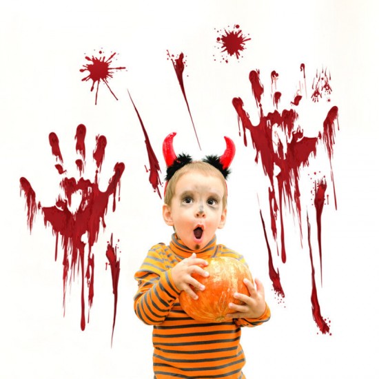 Halloween Blood Handprint Glass Window Sticker Removable Wall Stickers Living Room Classroom Decorations