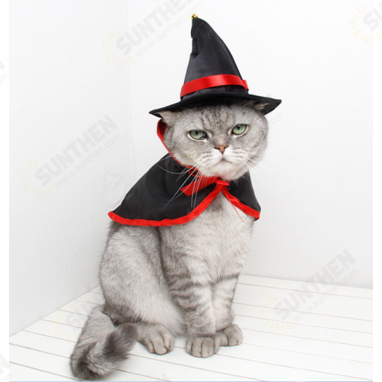 Halloween Costume Pet Cat Small Dog Vampire Hat Cape Cloak Halloween Cosplay Fancy Dress Costume for Pet Decor