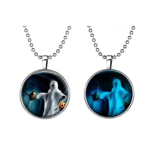 Halloween Jewelry Glowing Black Animal Magic Pendant Stainless Steel Chain Necklace